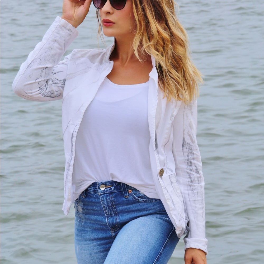 White and Grey marble blazer